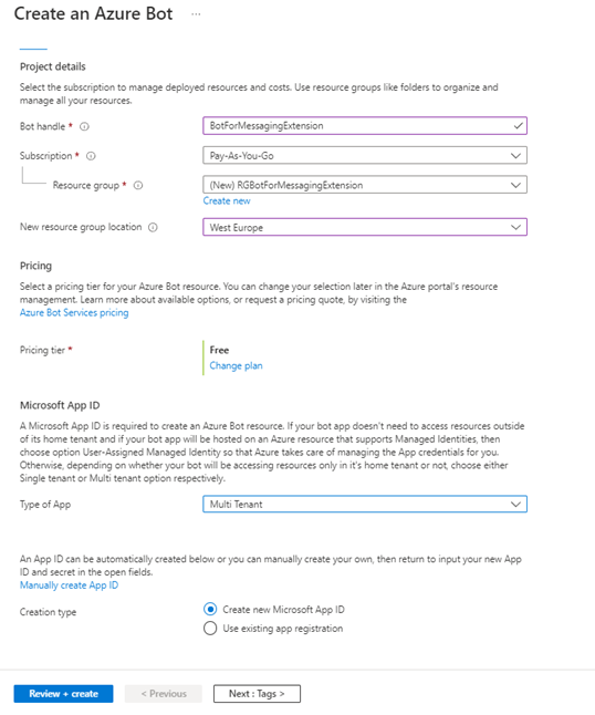 How to create Action based Messaging Extension as Teams App